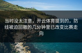 当时没太注意，开云体育提到的，防线被迫回撤的几分钟里已改变比赛走向