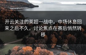 开云关注的英超一战中，中场休息回来之后不久，讨论焦点在赛后悄然转移