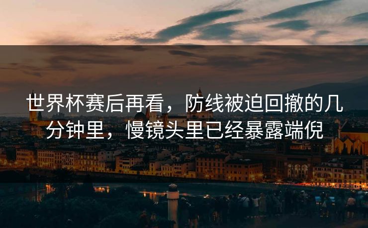 世界杯赛后再看，防线被迫回撤的几分钟里，慢镜头里已经暴露端倪
